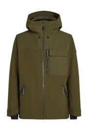 thumbnail: Donkergroene heren O'Neill ski-jas UTILITY HYBRID van polyester met effen, capuchon en ritssluiting