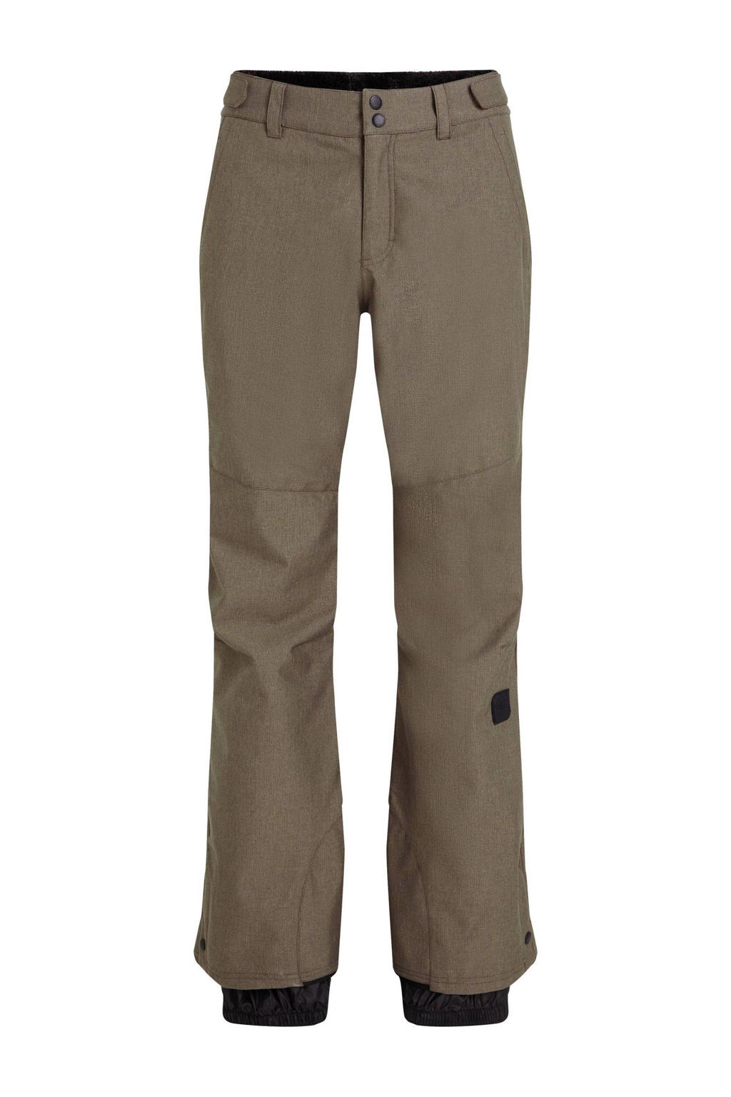 Beige dames O'Neill skibroek Star met rits- en drukknoopsluiting en effen