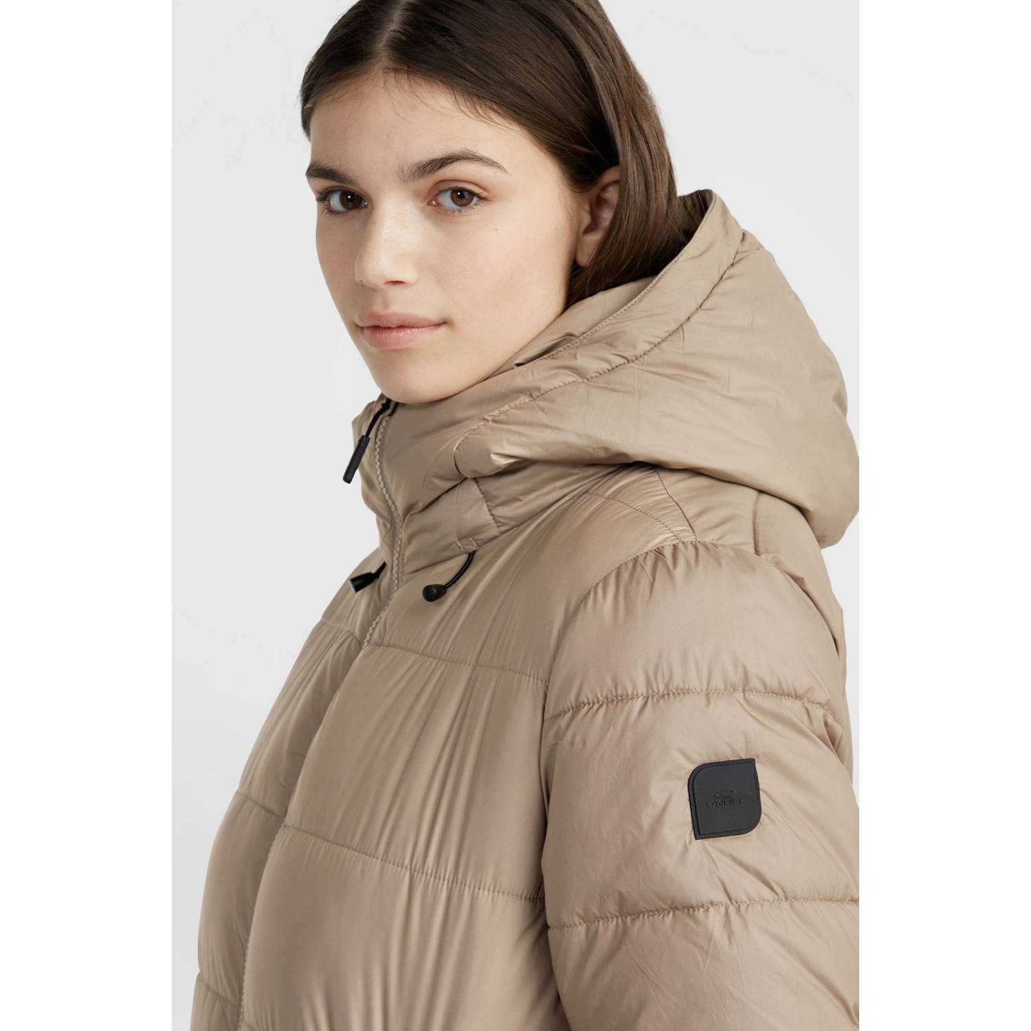 O'Neill lange gewatteerde winterjas beige