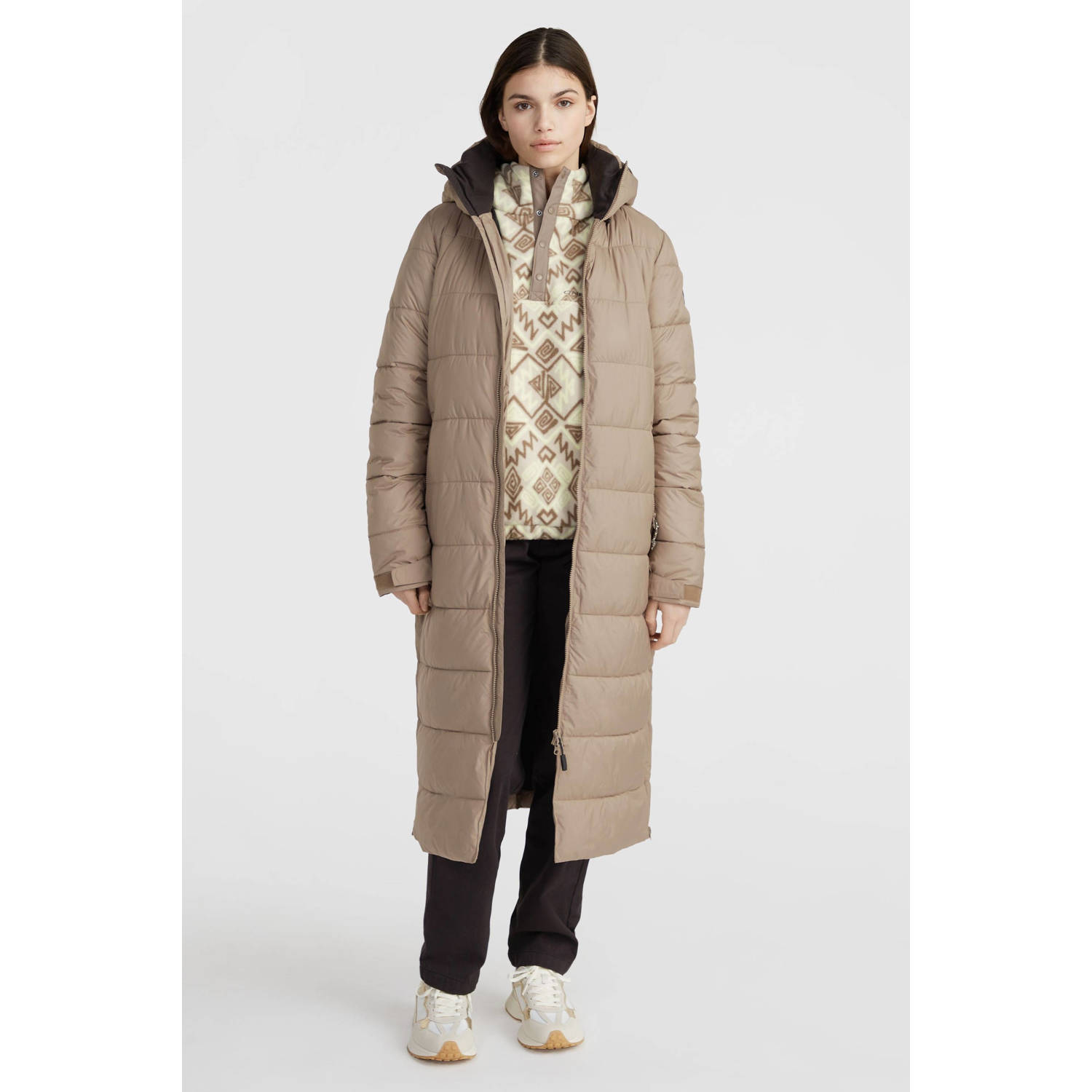 O'Neill lange gewatteerde winterjas beige