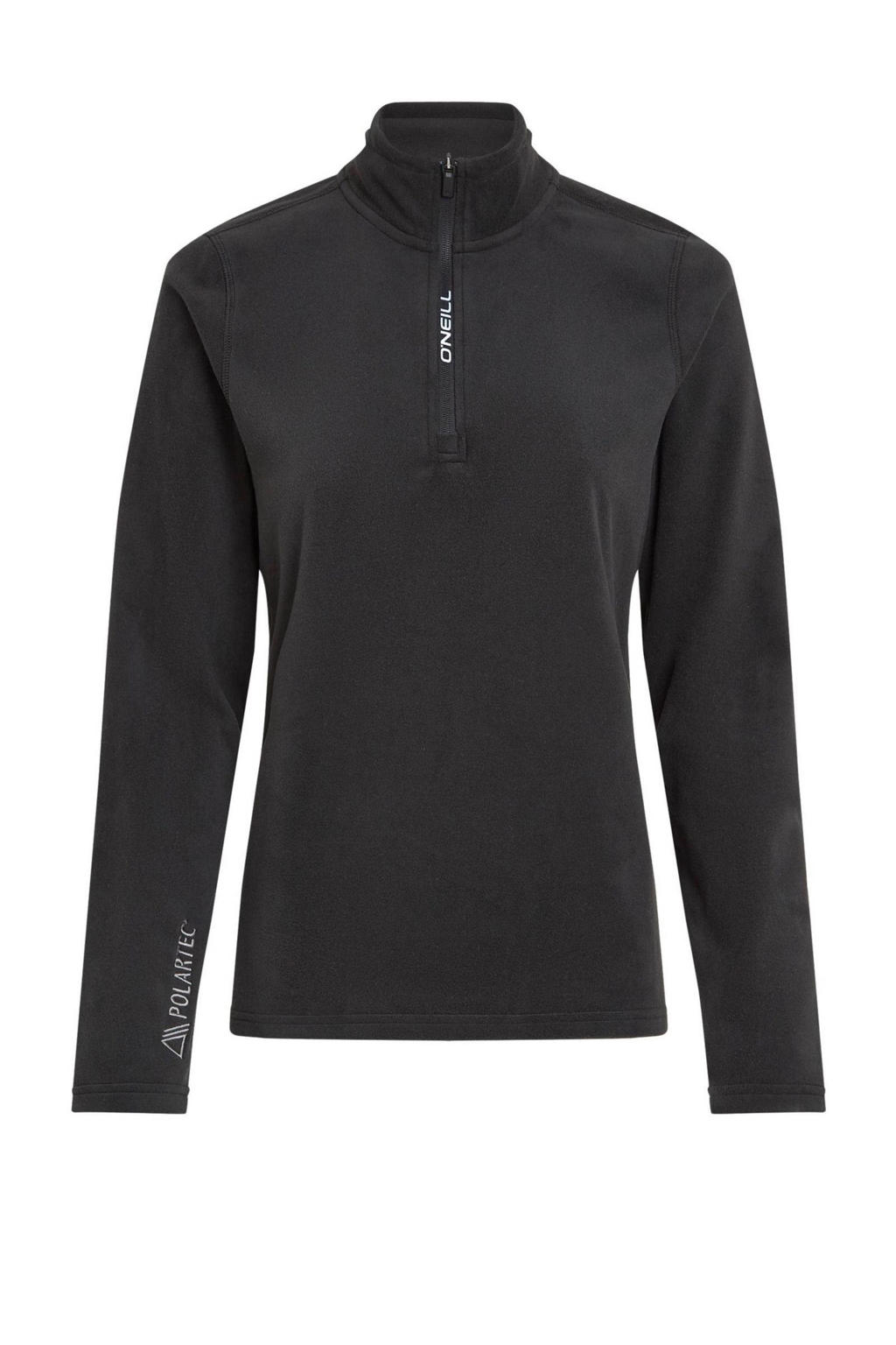 Zwarte dames O'Neill fleece skipully Jack's met effen, lange mouwen, opstaande kraag en halve rits