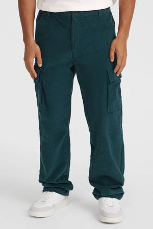 corduroy loose fit cargo broek petrol