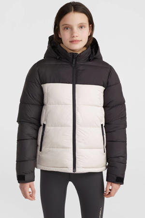gewatteerde winterjas wit/zwart