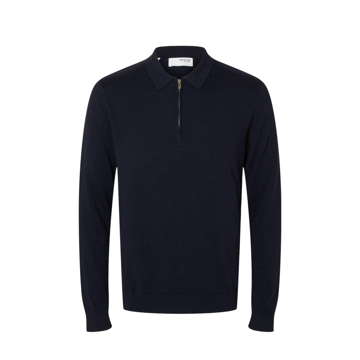 SELECTED HOMME Heren Polo's & T-shirts Slhberg Ls Half Zip Polo Donkerblauw