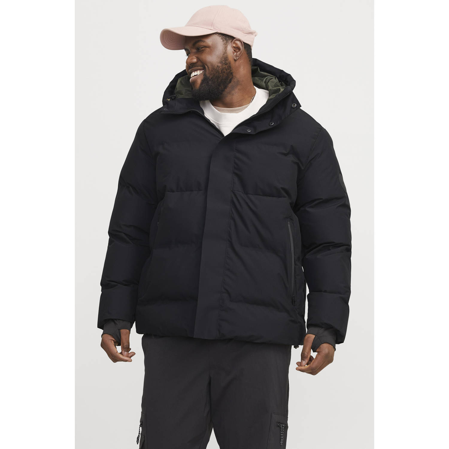JACK & JONES PLUS SIZE gewatteerde jas zwart