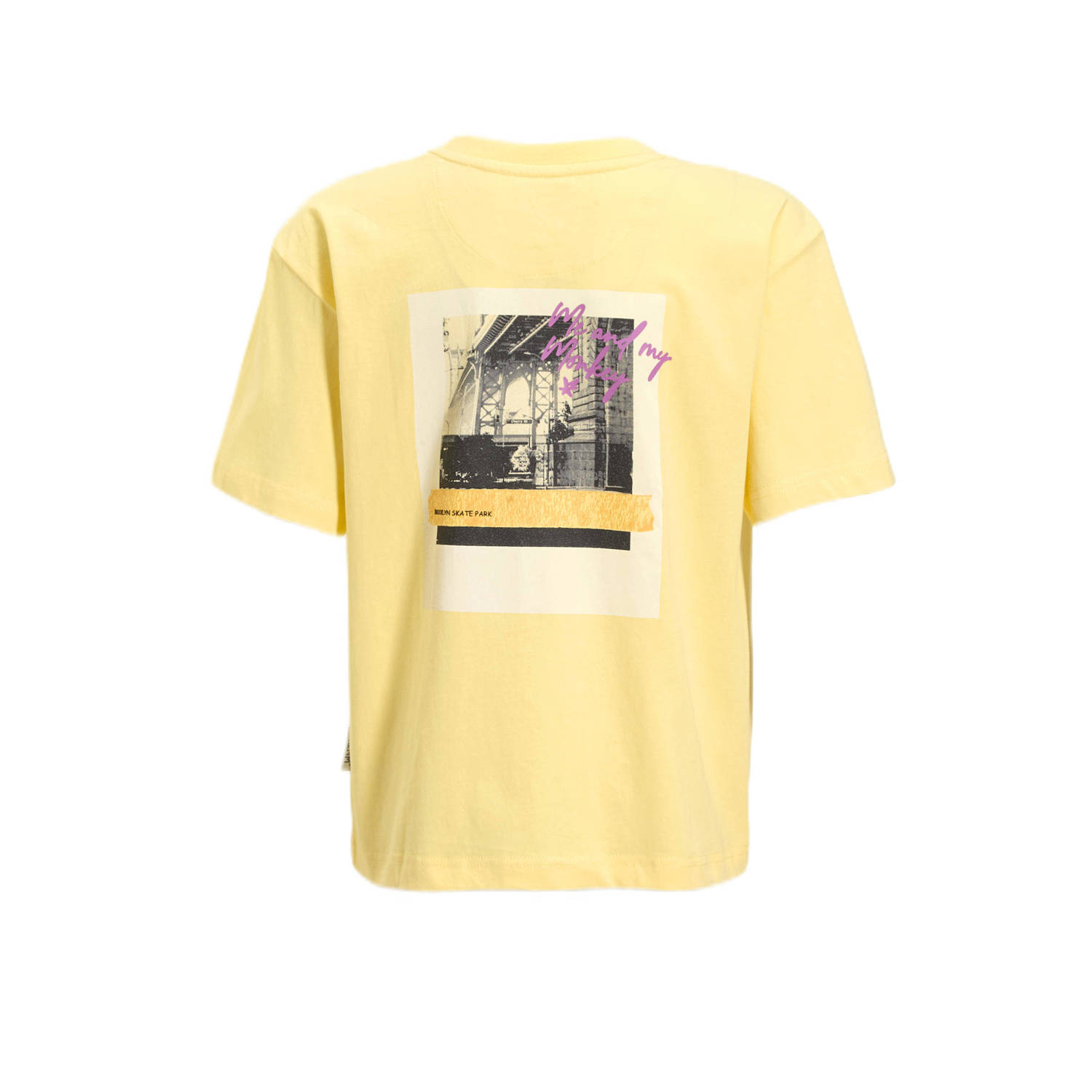 Me & My Monkey oversized T-shirt met printopdruk geel