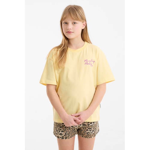 Me & My Monkey oversized T-shirt met printopdruk geel afbeelding