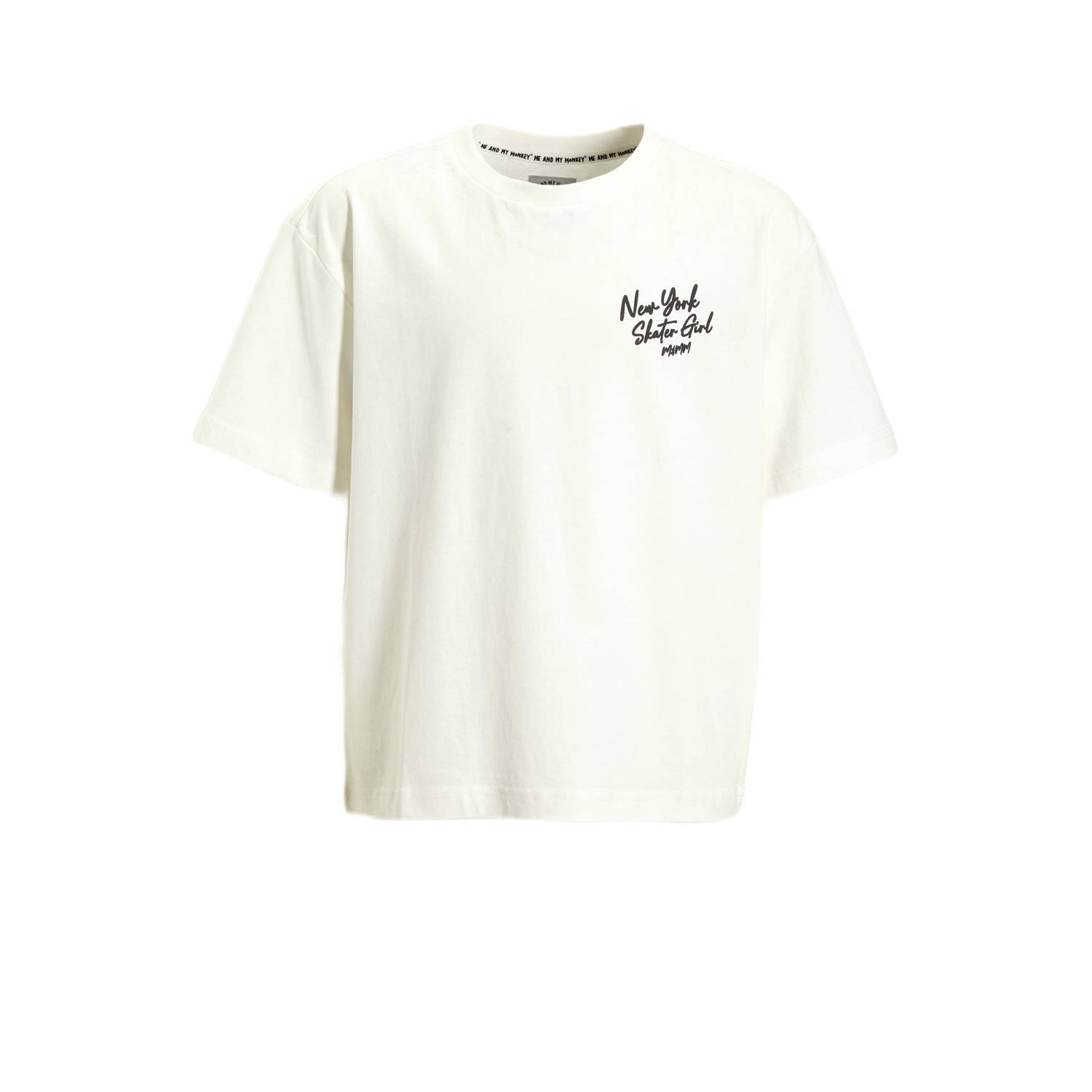 Me & My Monkey oversized T-shirt met printopdruk wit