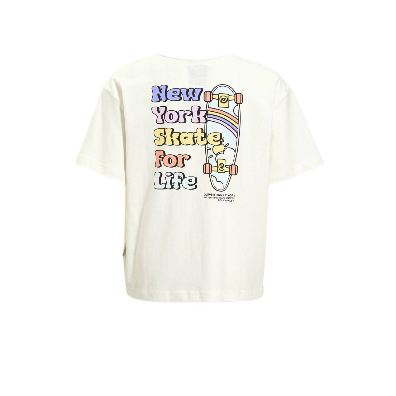 Me & My Monkey oversized T-shirt met printopdruk wit