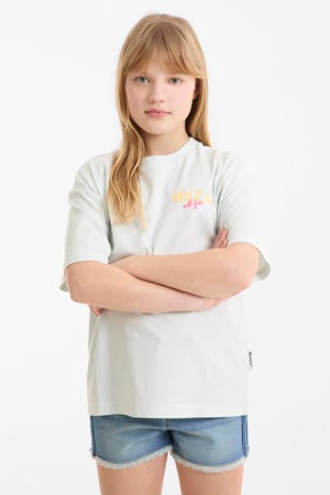 Oversized T-shirt met printopdruk lichtblauw