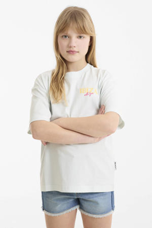 Oversized T-shirt met printopdruk lichtblauw