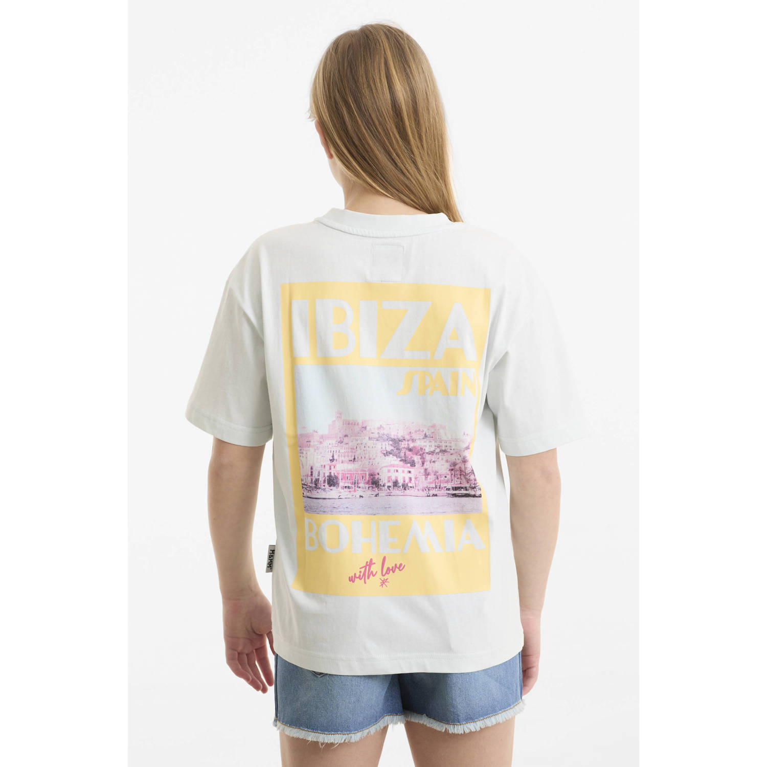 Me & My Monkey Oversized T-shirt met printopdruk lichtblauw