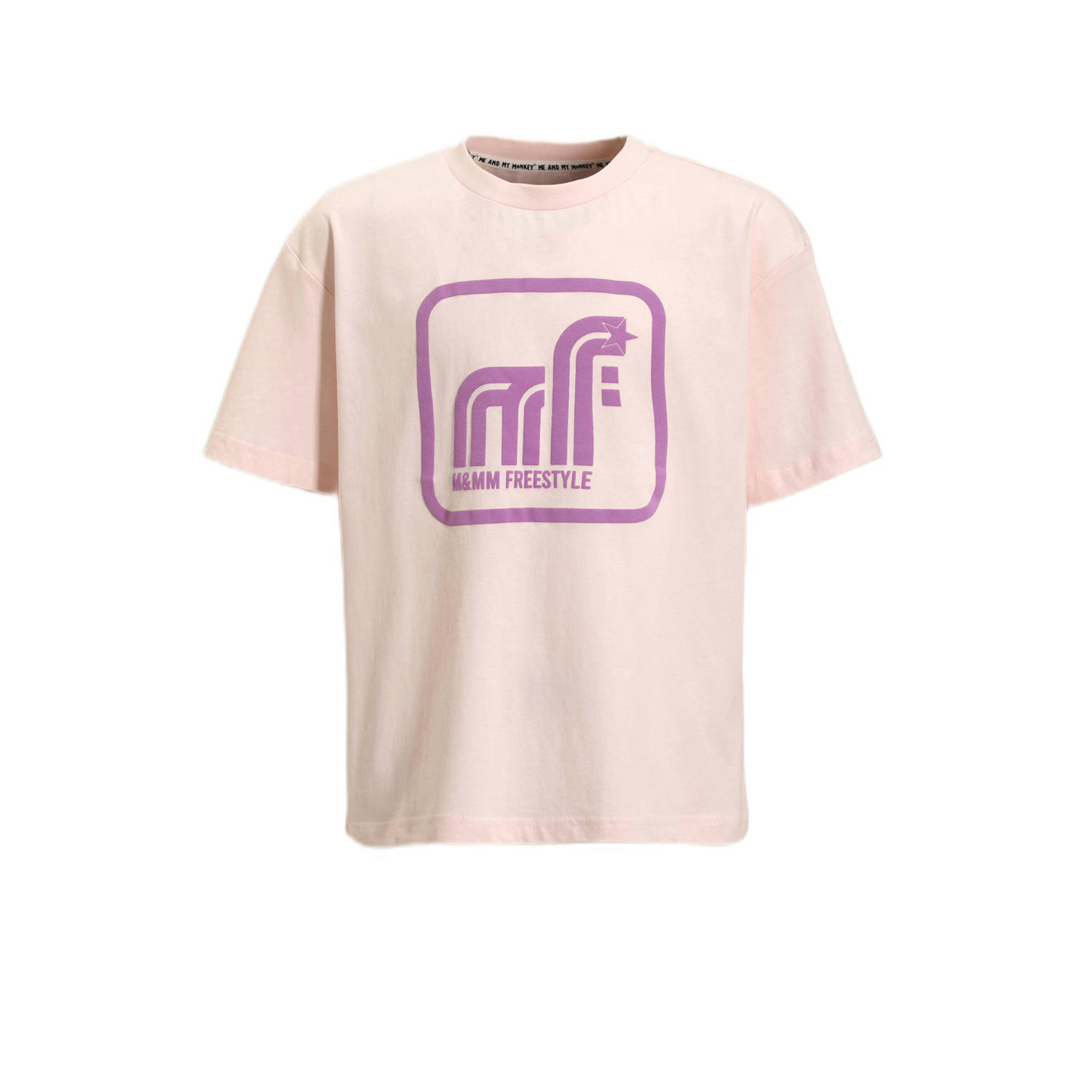 Me & My Monkey oversized T-shirt met printopdruk roze