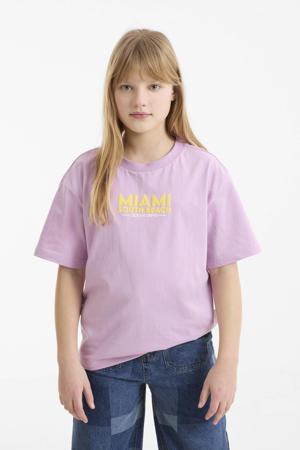 oversized T-shirt met printopdruk paars