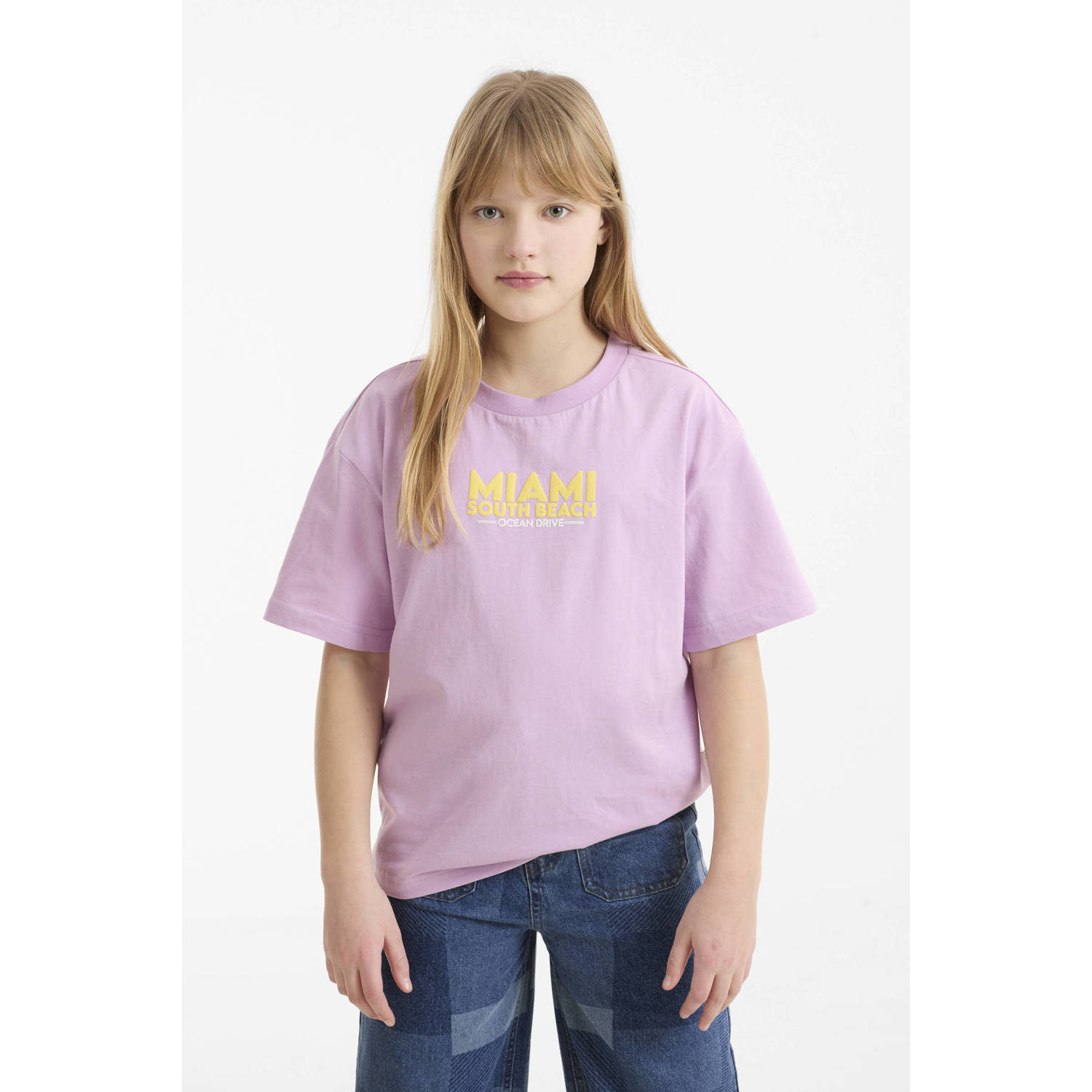 Me & My Monkey oversized T-shirt met printopdruk paars