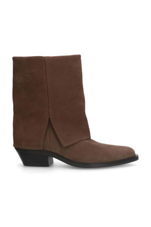 suède cowboylaarzen met flap taupe