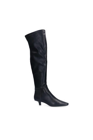 leren overknee laarzen zwart