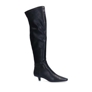 leren overknee laarzen zwart