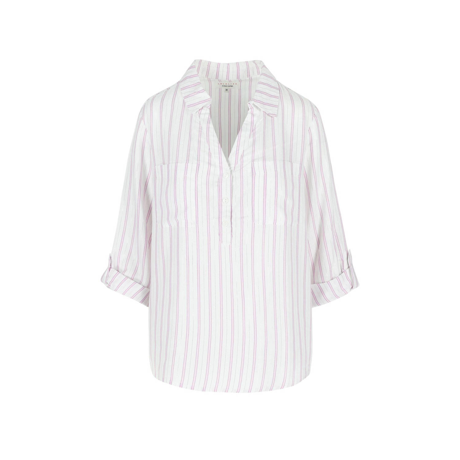 LOLALIZA gestreepte blouse roze wit