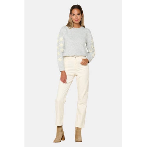 LOLALIZA high waist straight fit broek ecru afbeelding