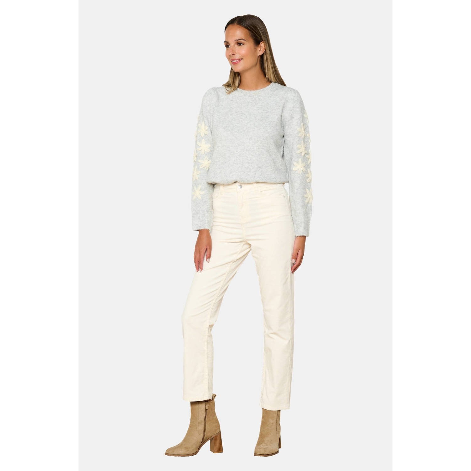 LOLALIZA high waist straight fit broek ecru