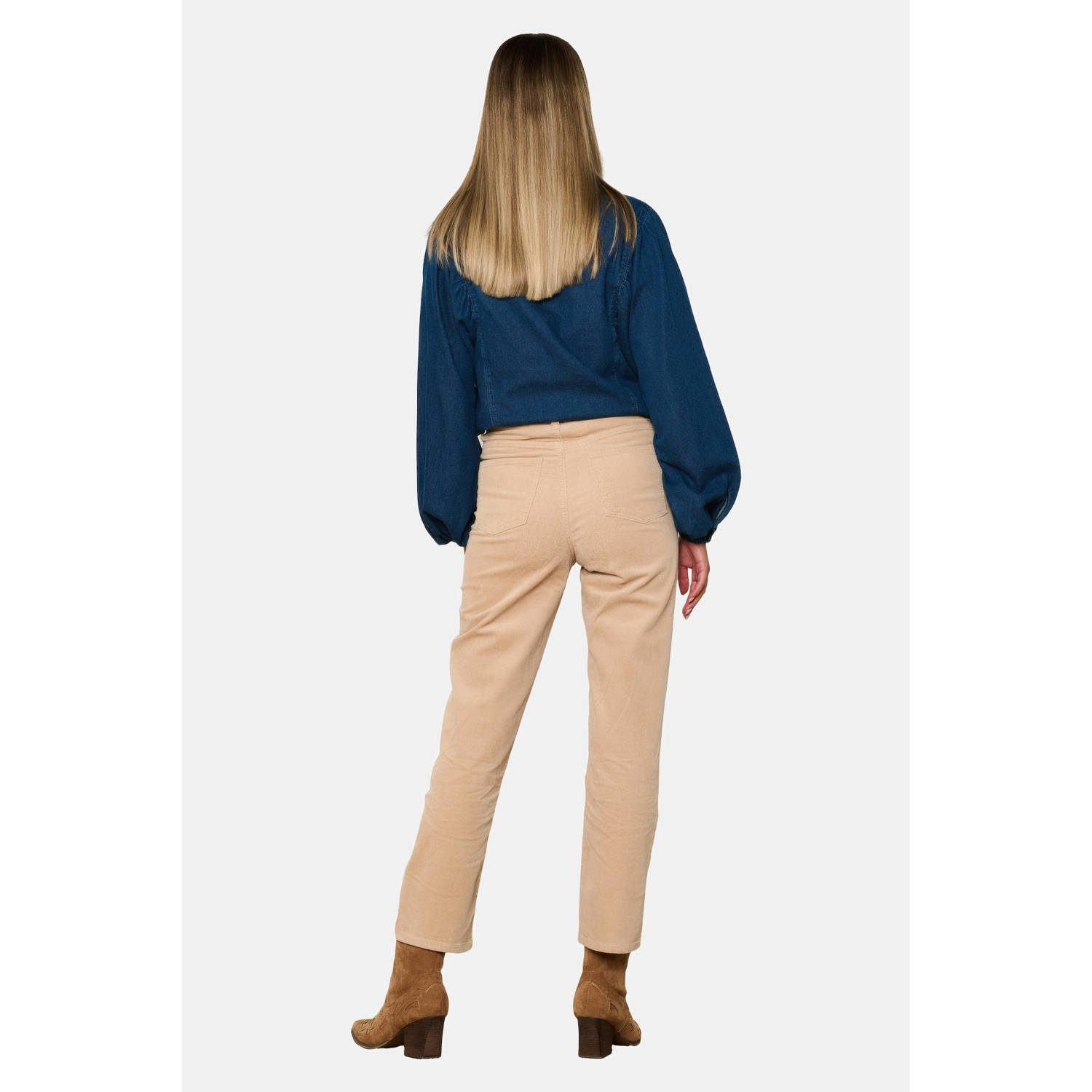 LOLALIZA high waist straight fit broek lichtbruin