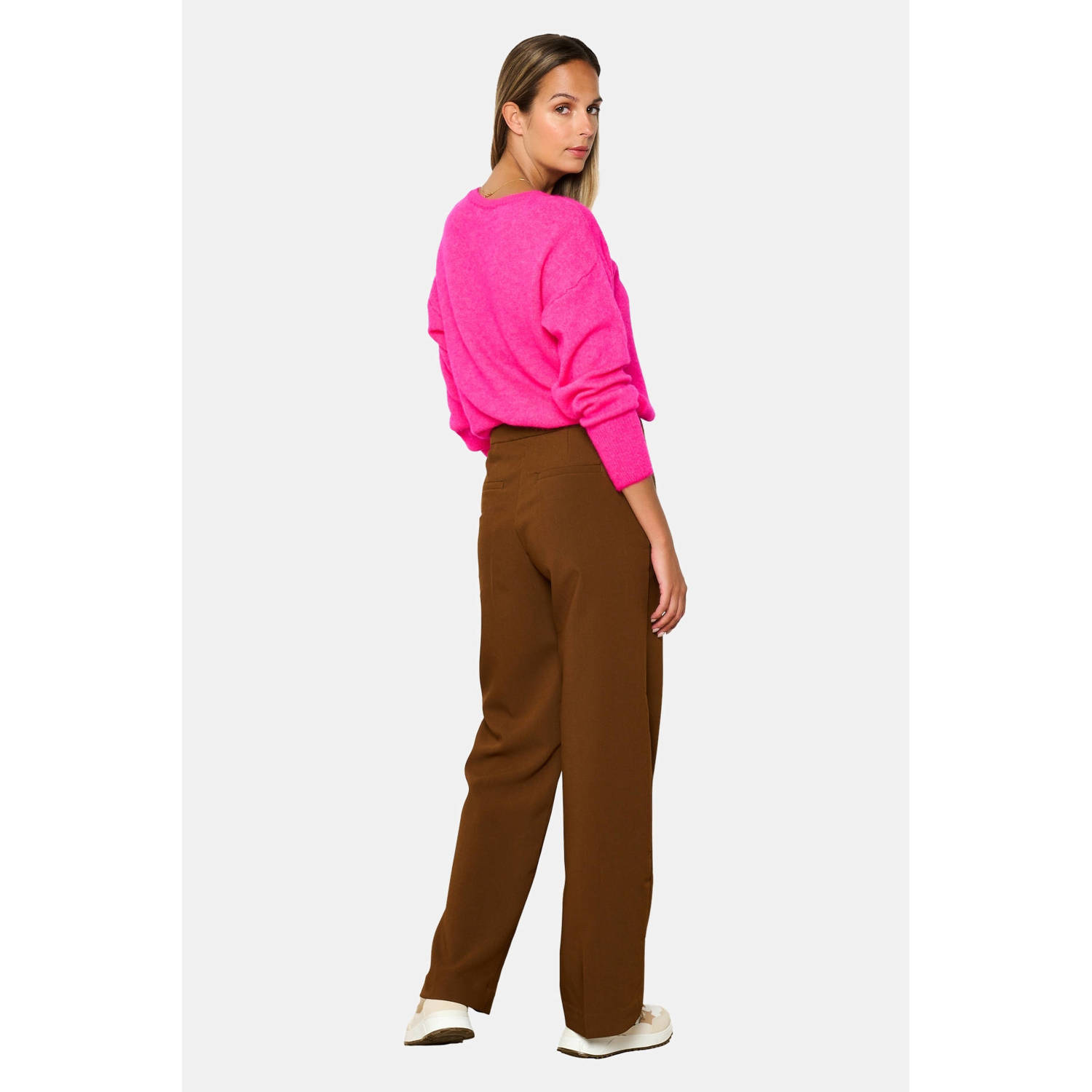 LOLALIZA wide leg broek bruin