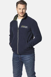 thumbnail: Jan Vanderstorm +FIT Collectie fleece vest TERJE Plus Size met backprint en borduursels donkerblauw