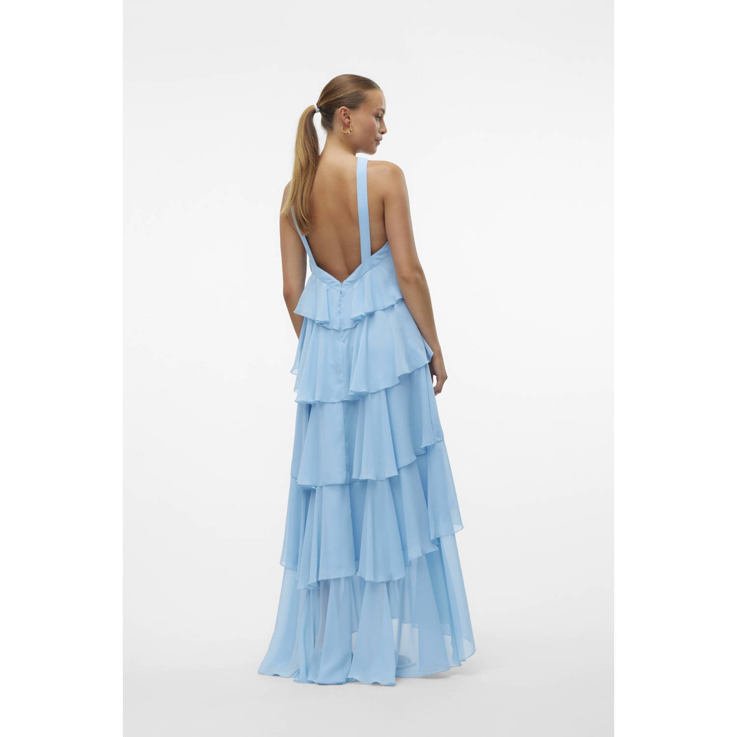 VERO MODA halter maxi jurk VMFELICIA lichtblauw