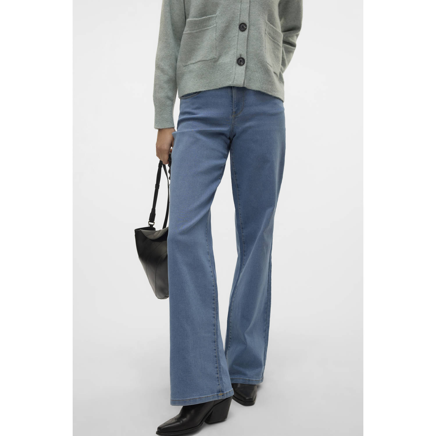 VERO MODA wide leg jeans VMELLY medium blue denim
