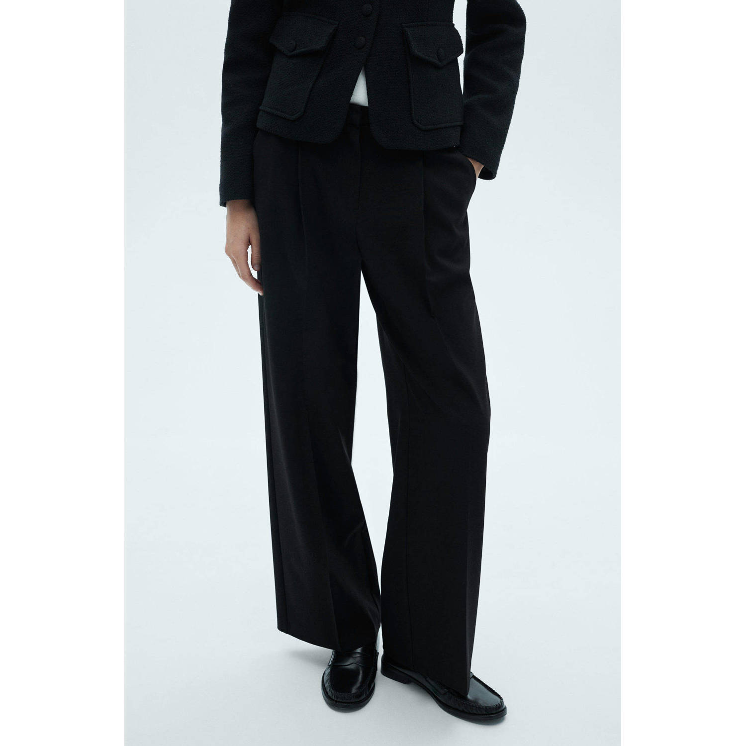 Mango wide leg broek zwart