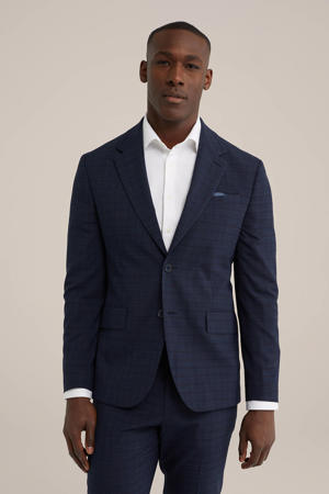 geruit colbert met wol donkerblauw