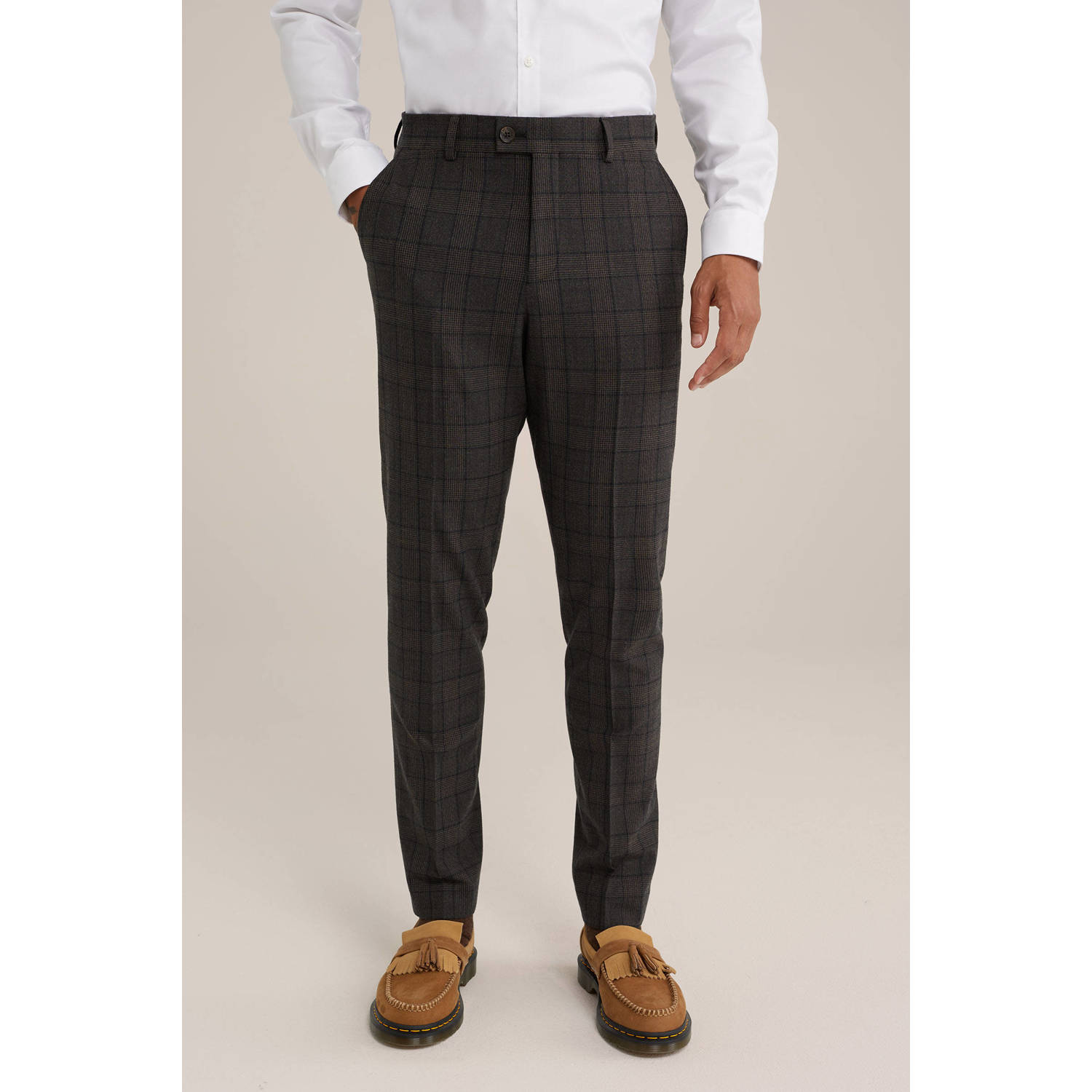 WE Fashion slim pantalon bruin