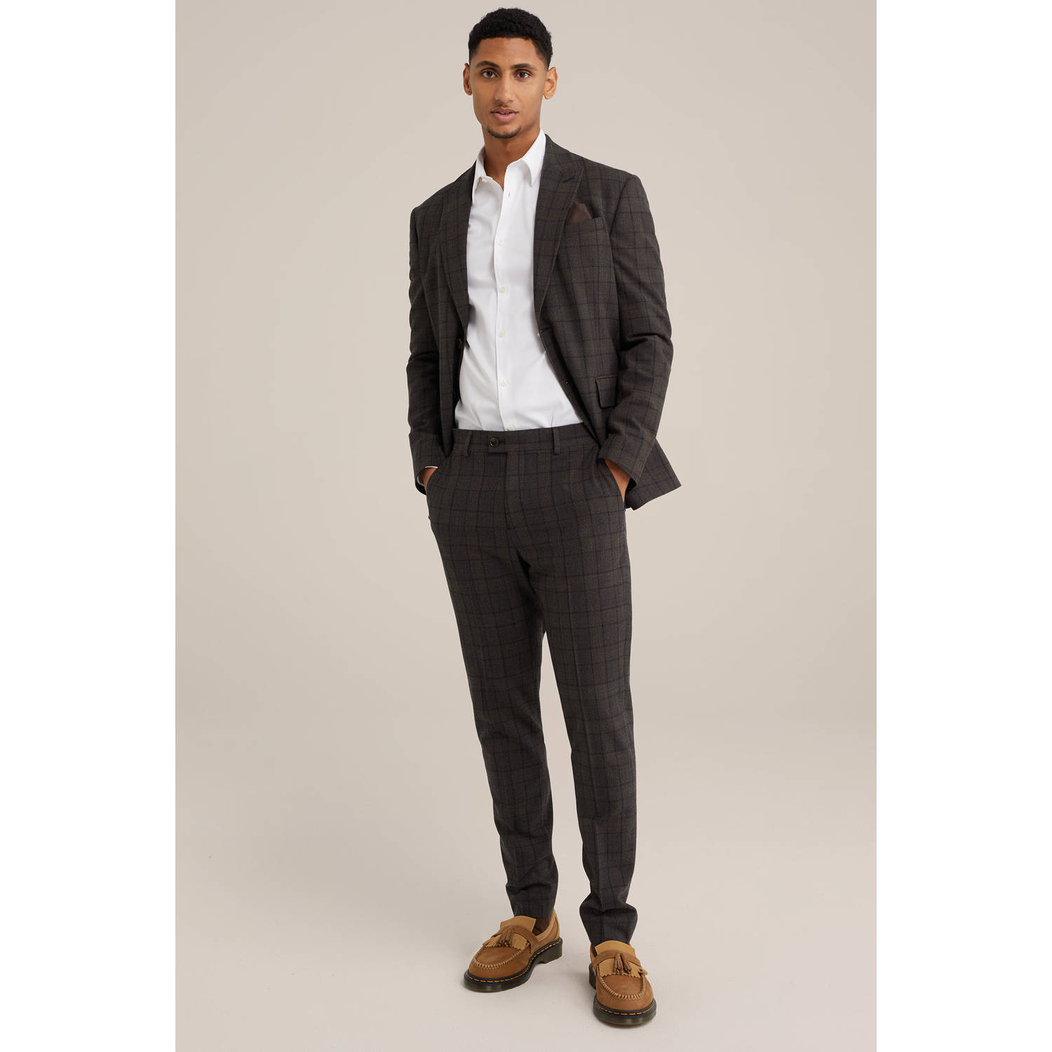 WE Fashion slim pantalon bruin