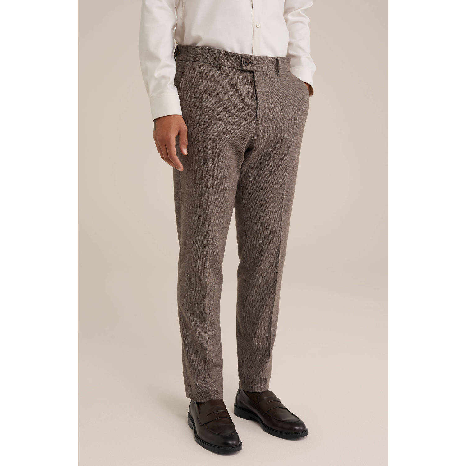 WE Fashion slim pantalon bruin