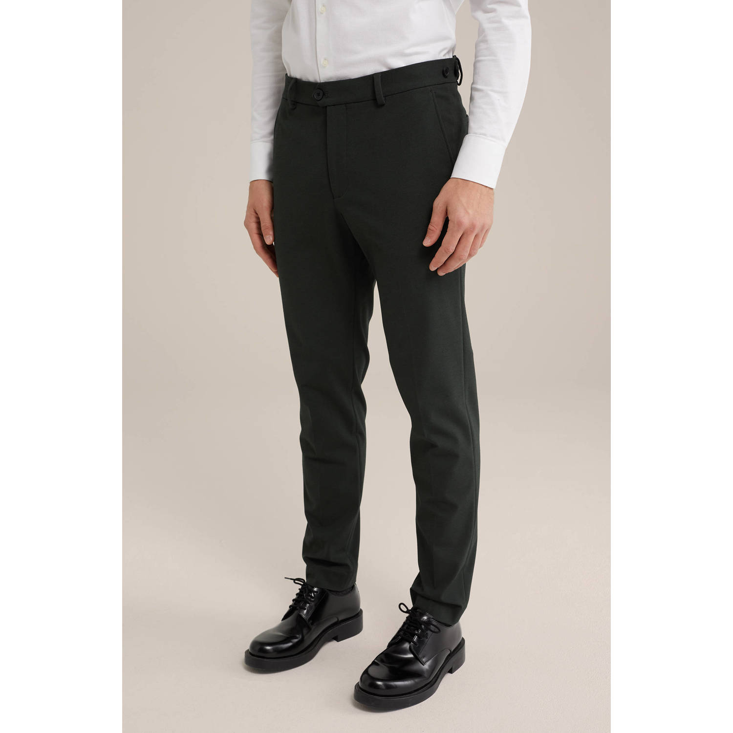 WE Fashion slim pantalon donkergroen