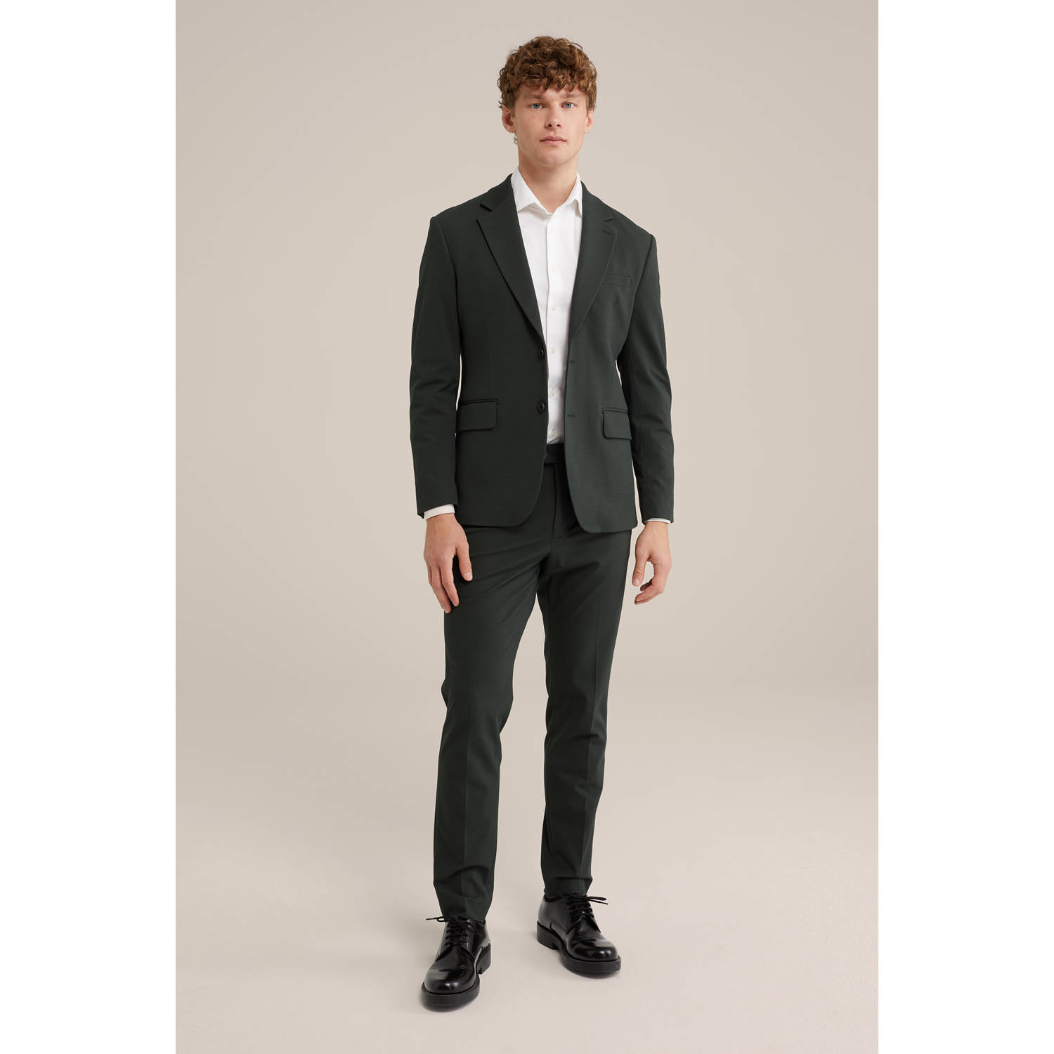 WE Fashion slim pantalon donkergroen