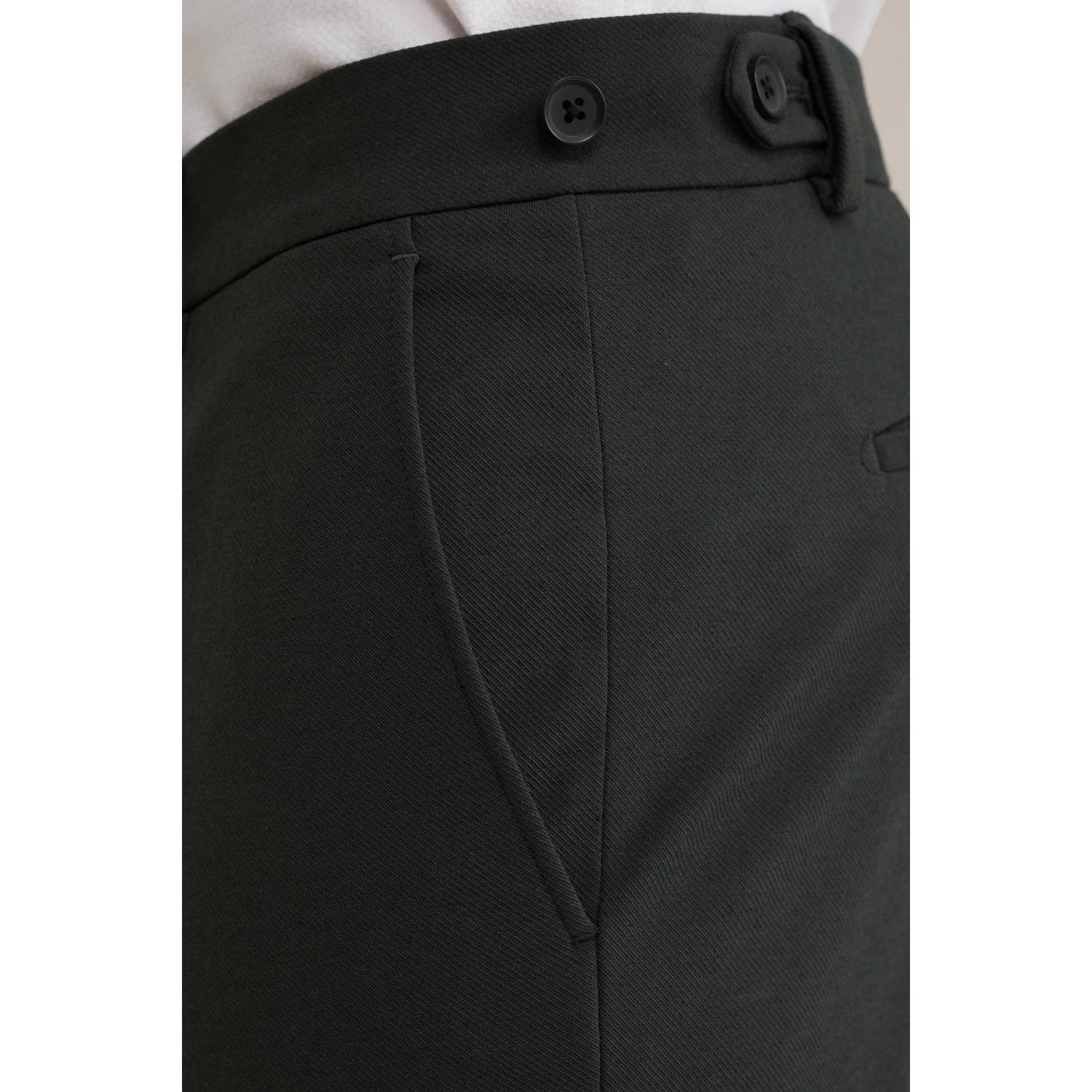 WE Fashion slim pantalon donkergroen