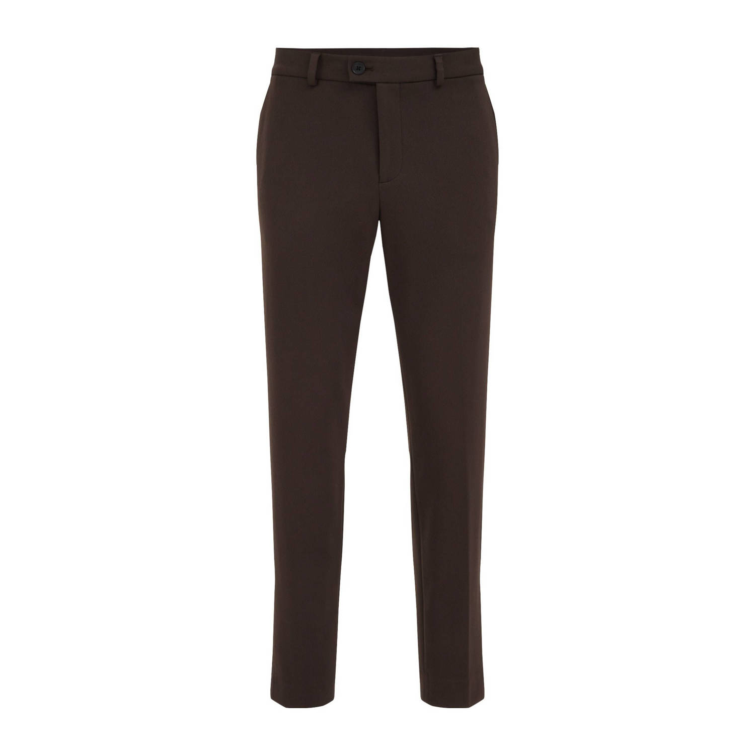 WE Fashion slim pantalon donkerbruin