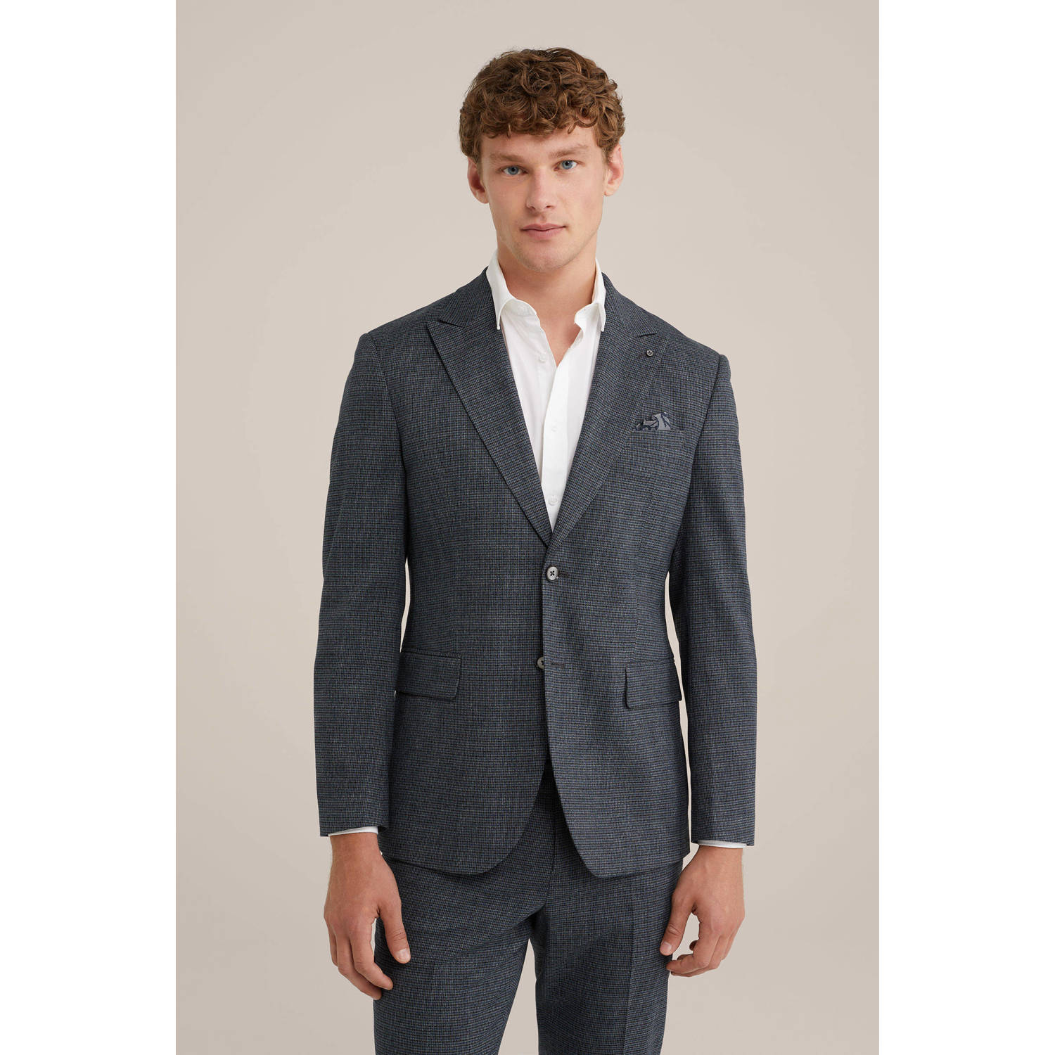 WE Fashion geruit colbert mid grey melange