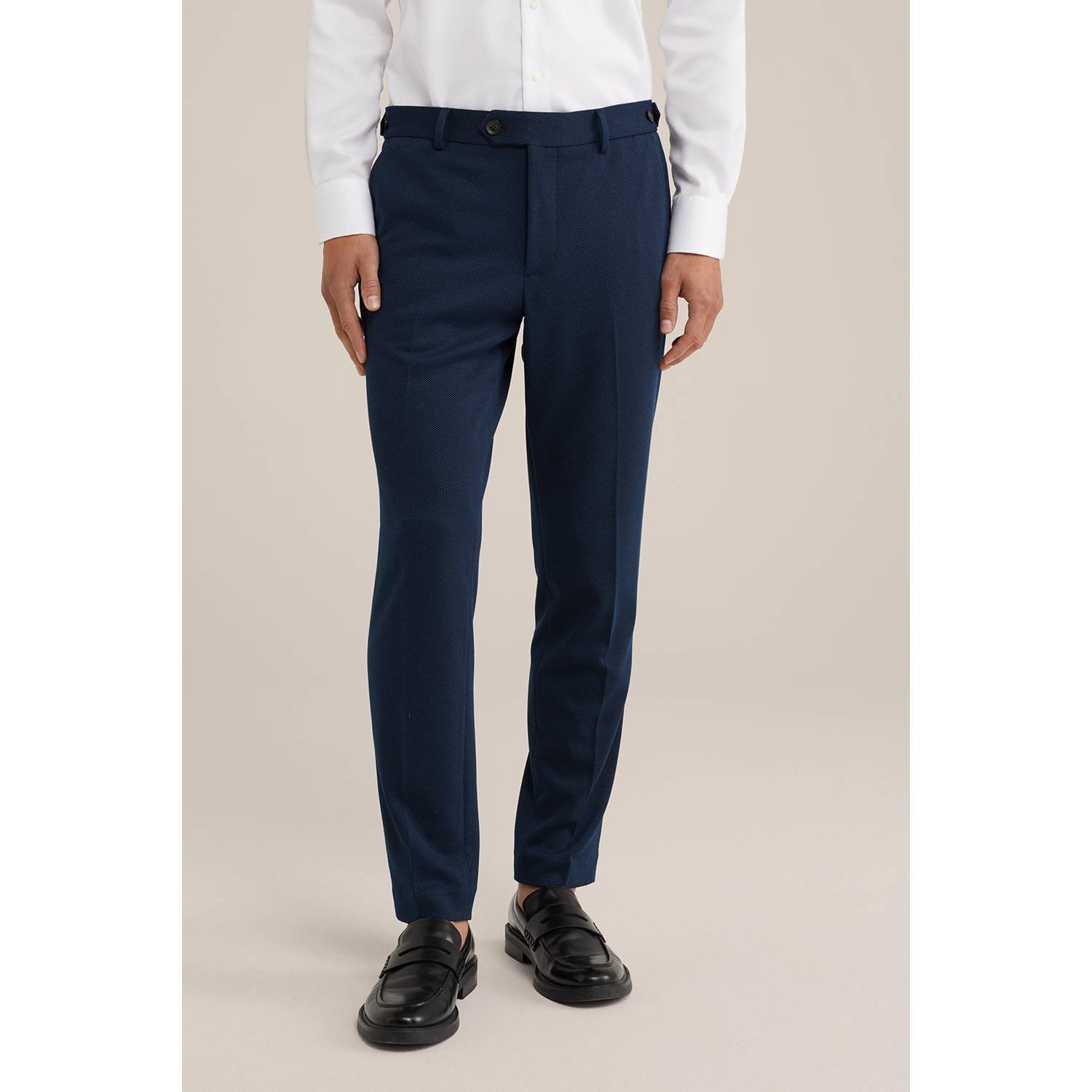 WE Fashion slim pantalon donkerblauw