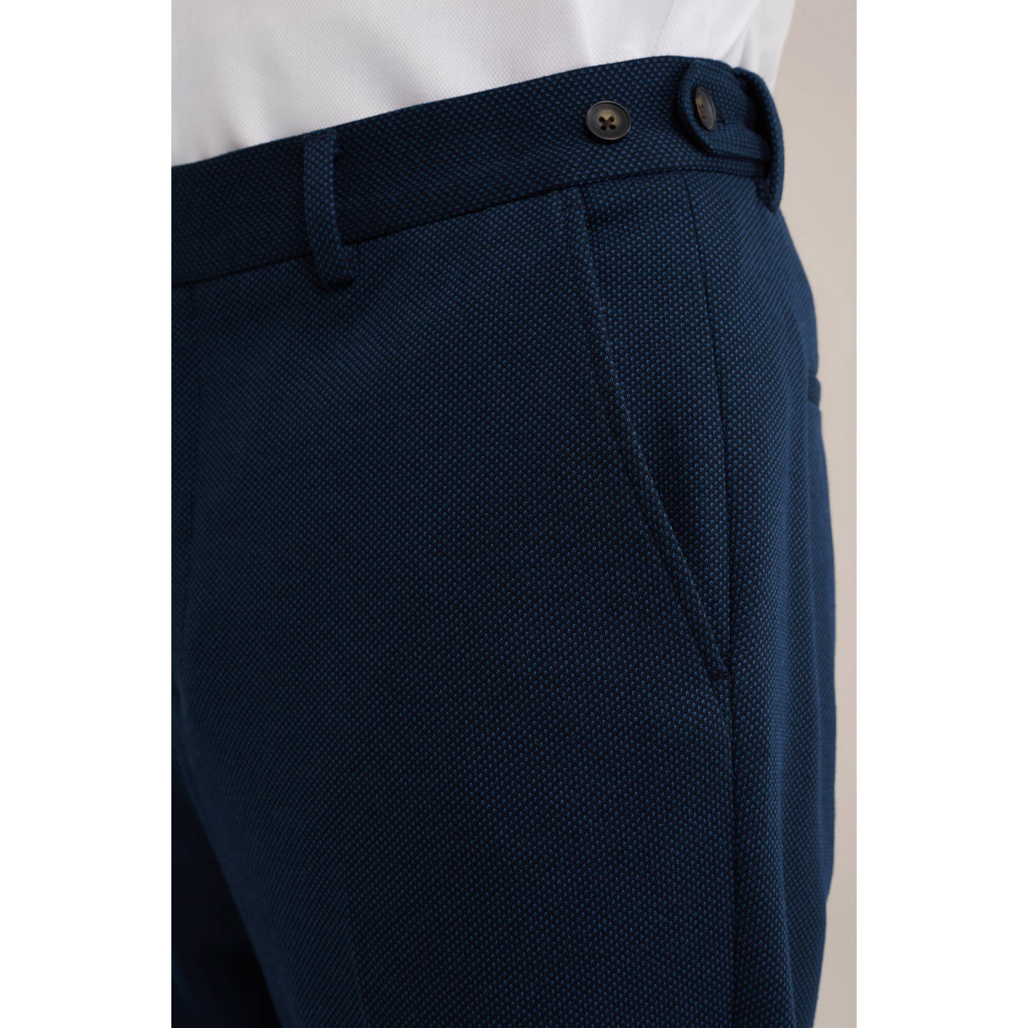 WE Fashion slim pantalon donkerblauw