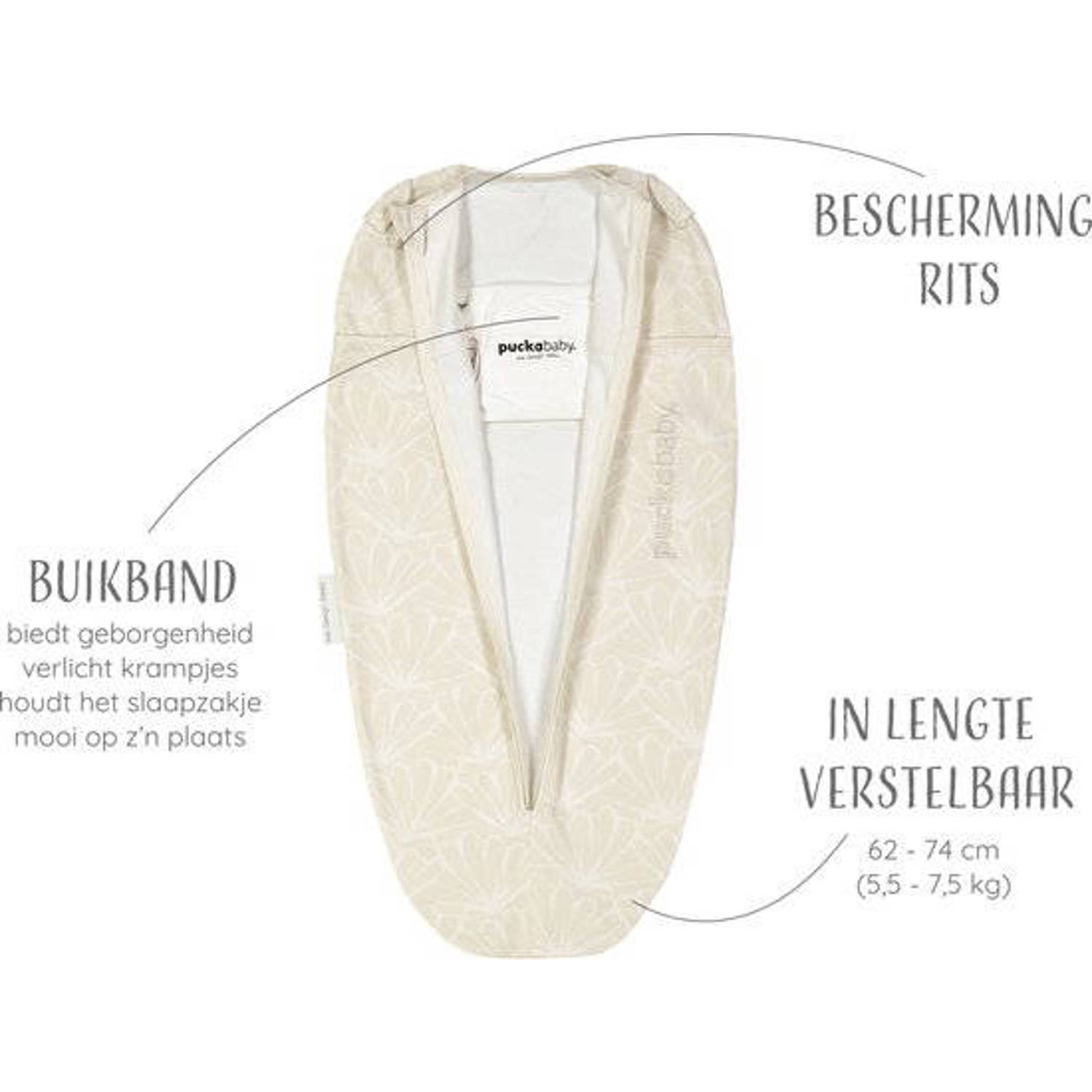 Puckababy The Original Mini inbakerslaapzak 3-6 mnd Seashell Sand