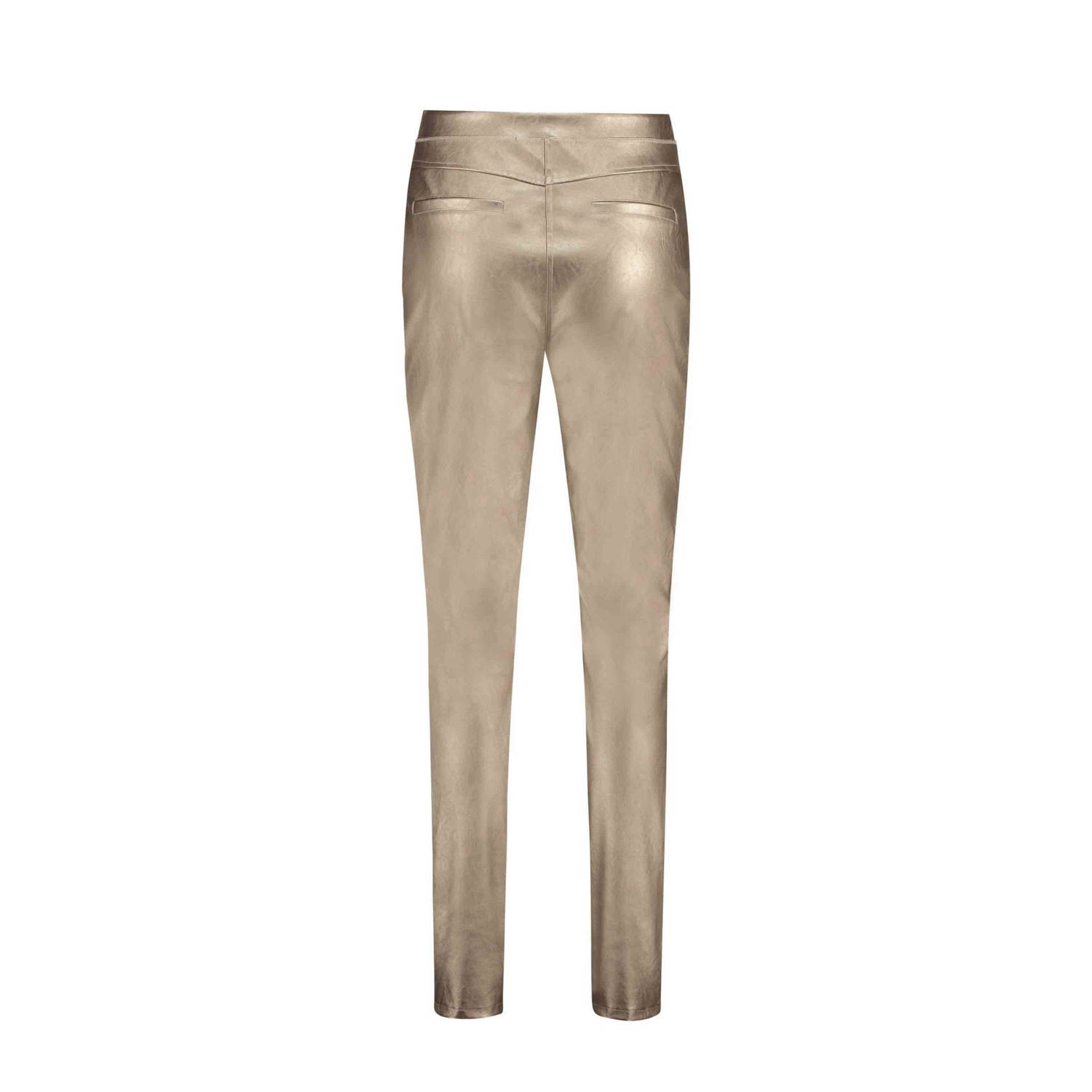 Expresso imitatieleren slim fit broek goud