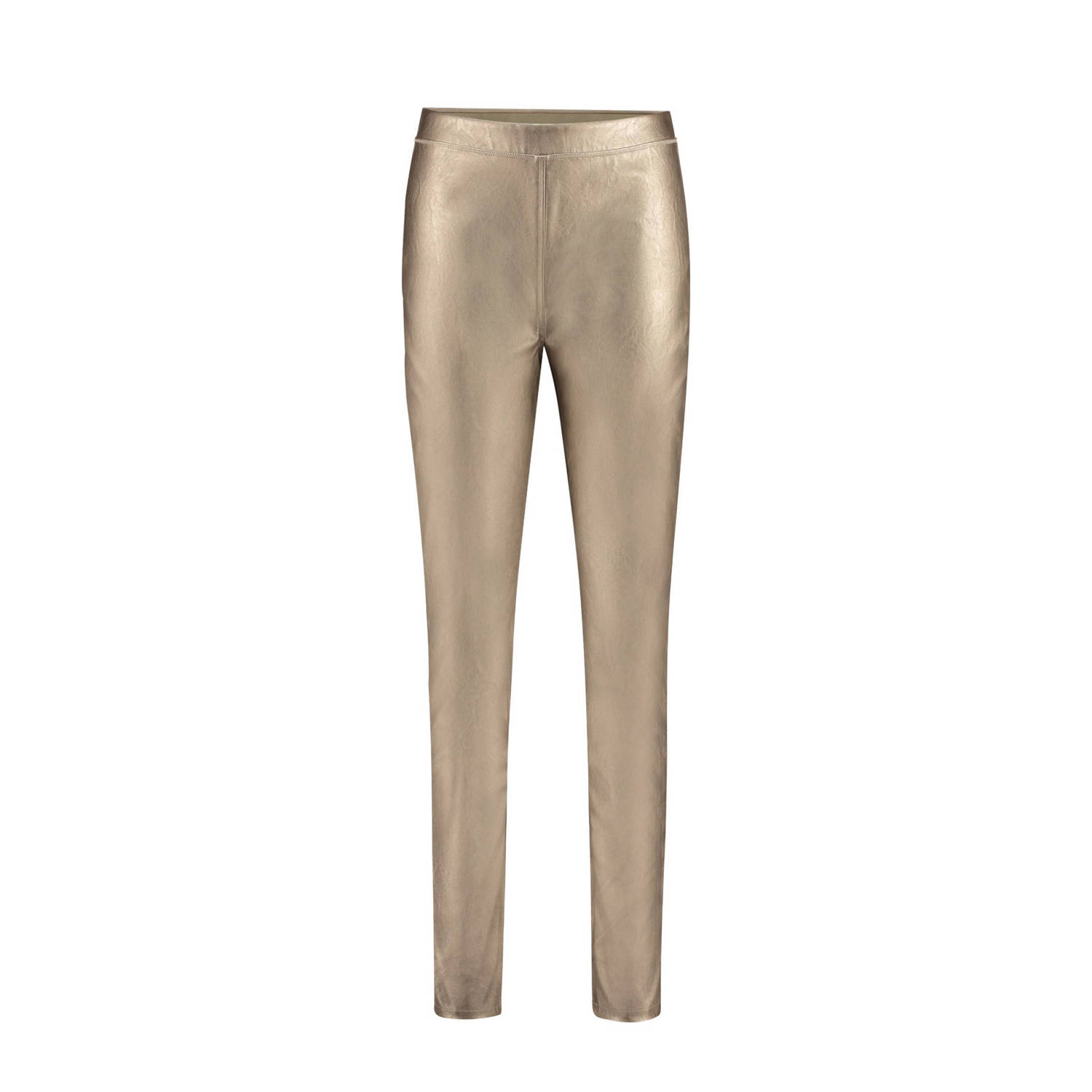 Expresso imitatieleren slim fit broek goud