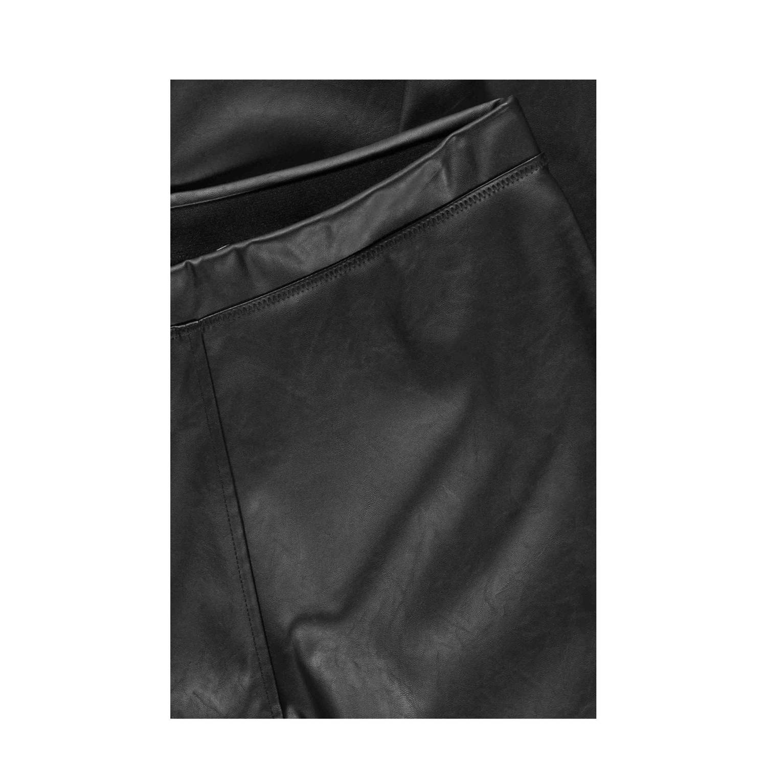 Expresso imitatieleren slim fit broek zwart