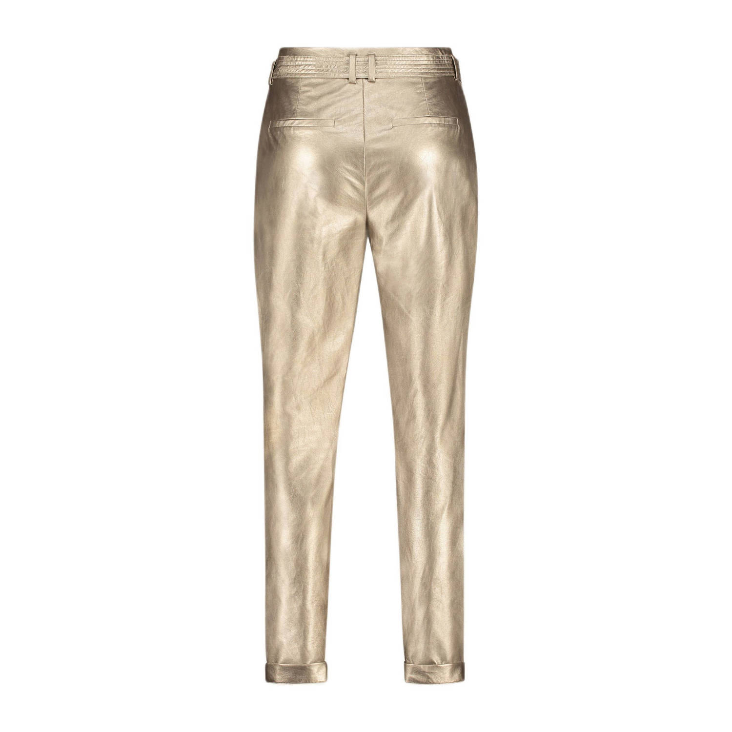Expresso coated high waist straight fit broek goud