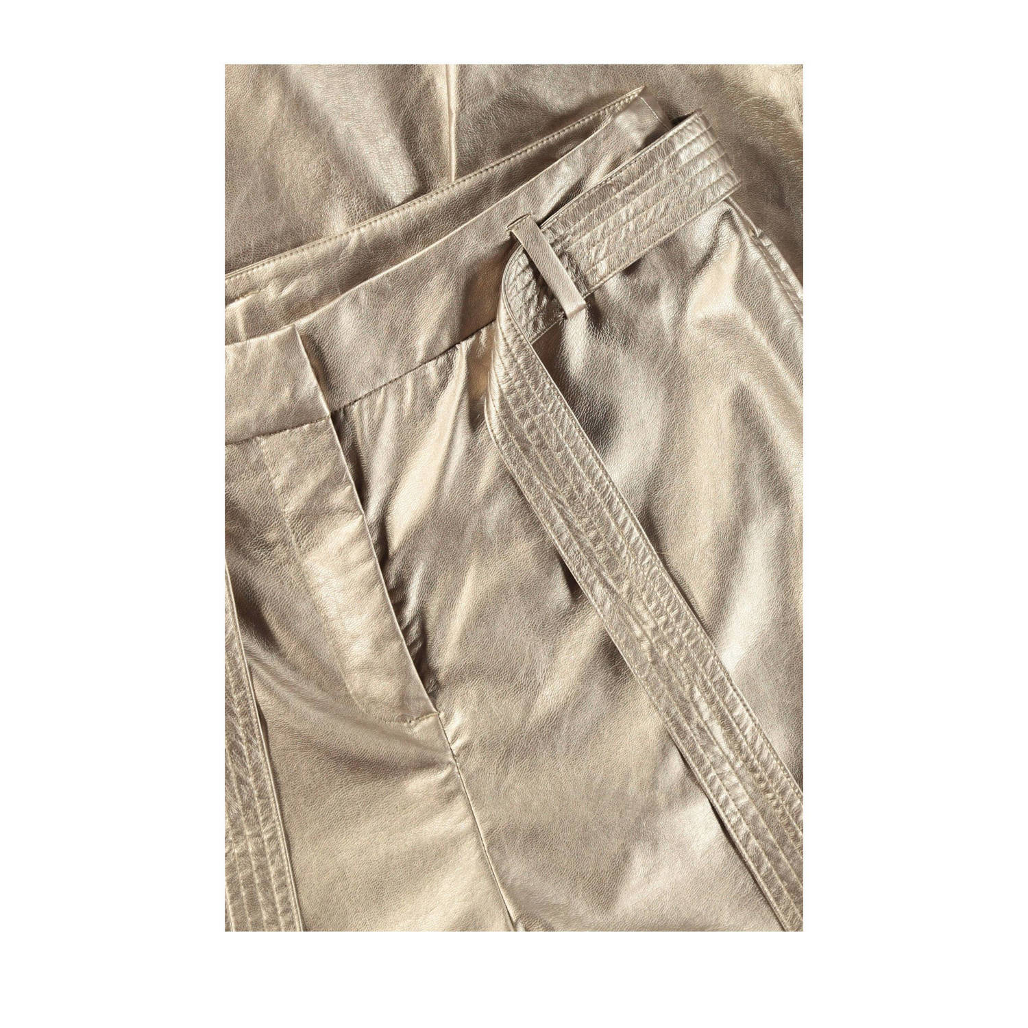 Expresso coated high waist straight fit broek goud