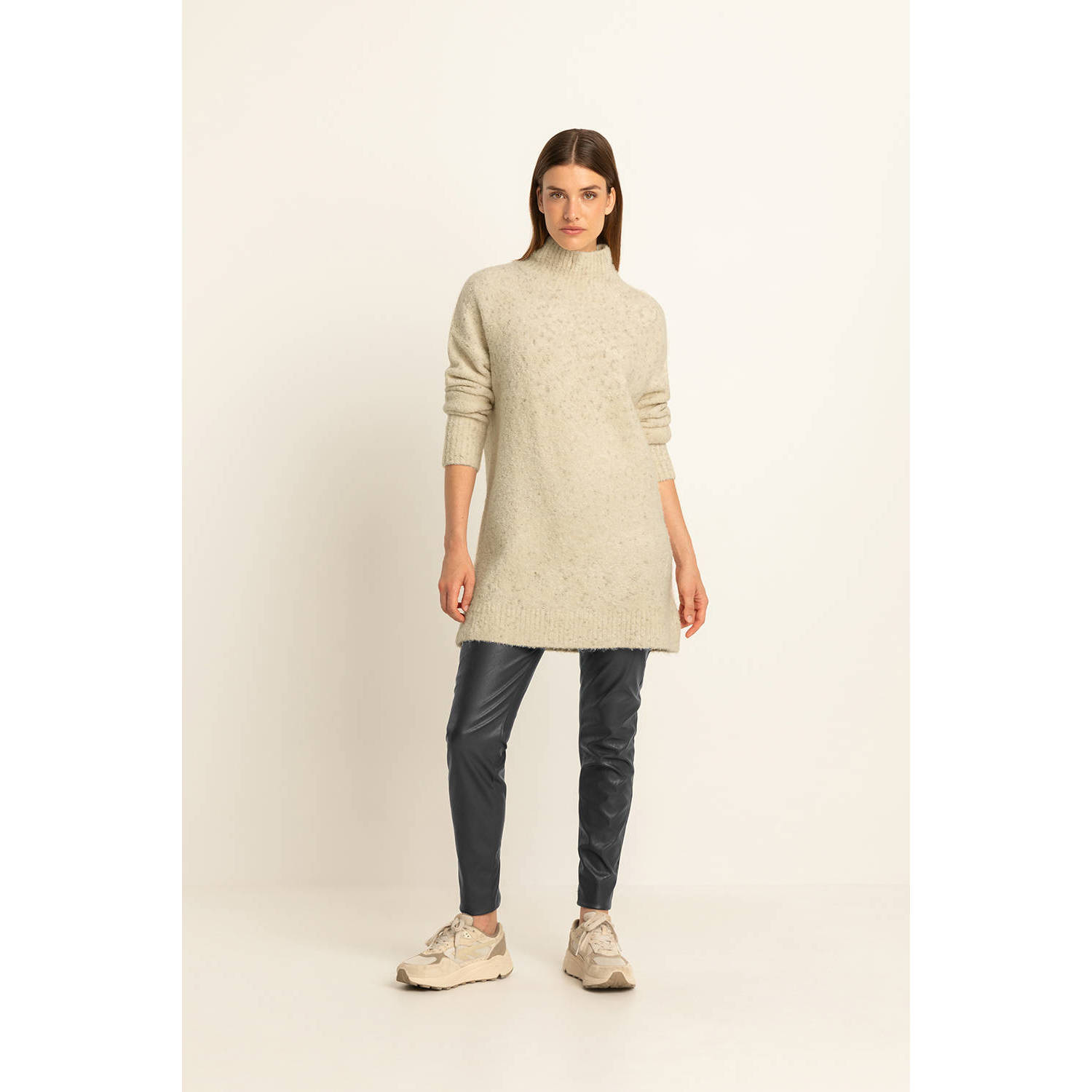 Expresso imitatieleren slim fit broek antraciet
