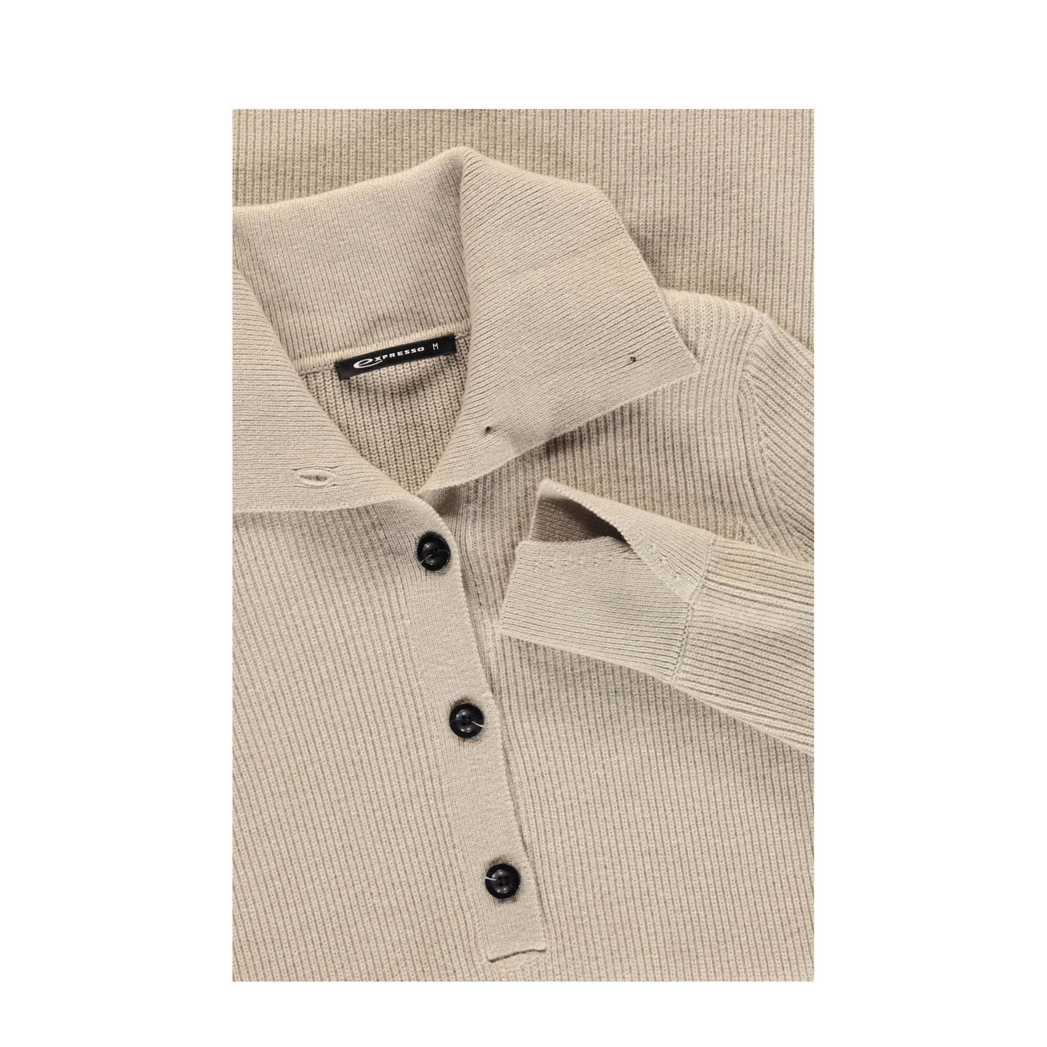 Expresso ribgebreide jurk beige